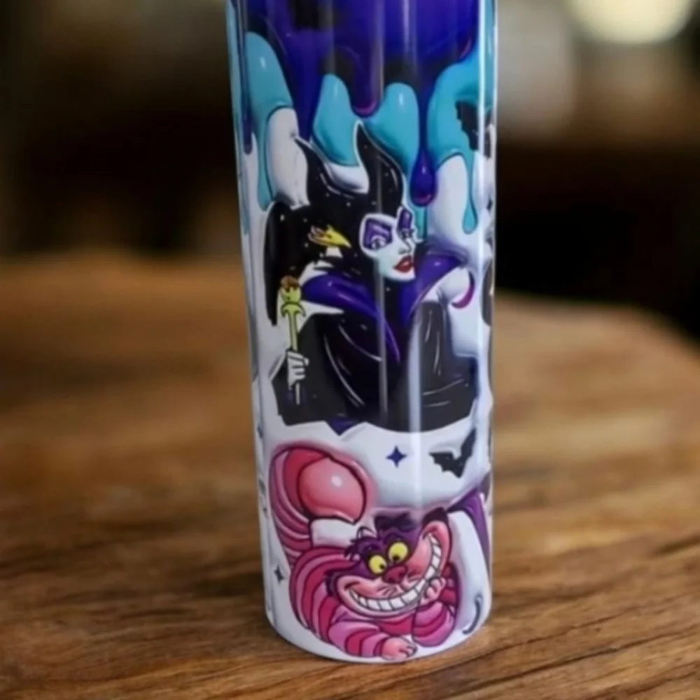 Disney Villains 3D Puffy Bubble 20oz Tumbler  with duo lids 🎉sale